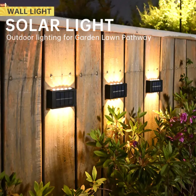 6 LED Solar Wall Lamp / Outdoor Waterproof Up And Down Light Lighting / Stair Fence Smart Solar Lights / Outdoor Garden Decoration Night Lamps