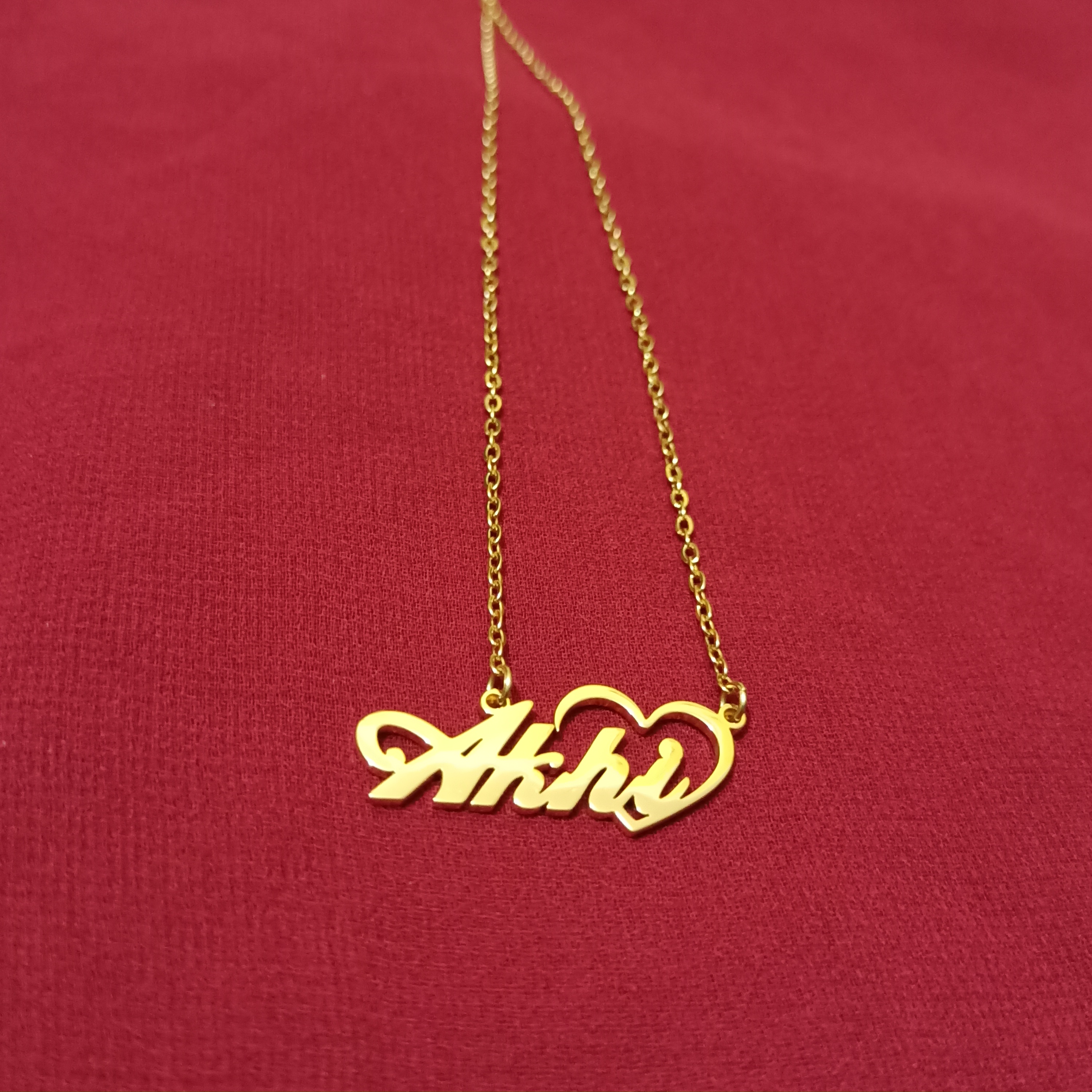 Nababali Gold "Akhi" Style Name Necklace Gifts For Her