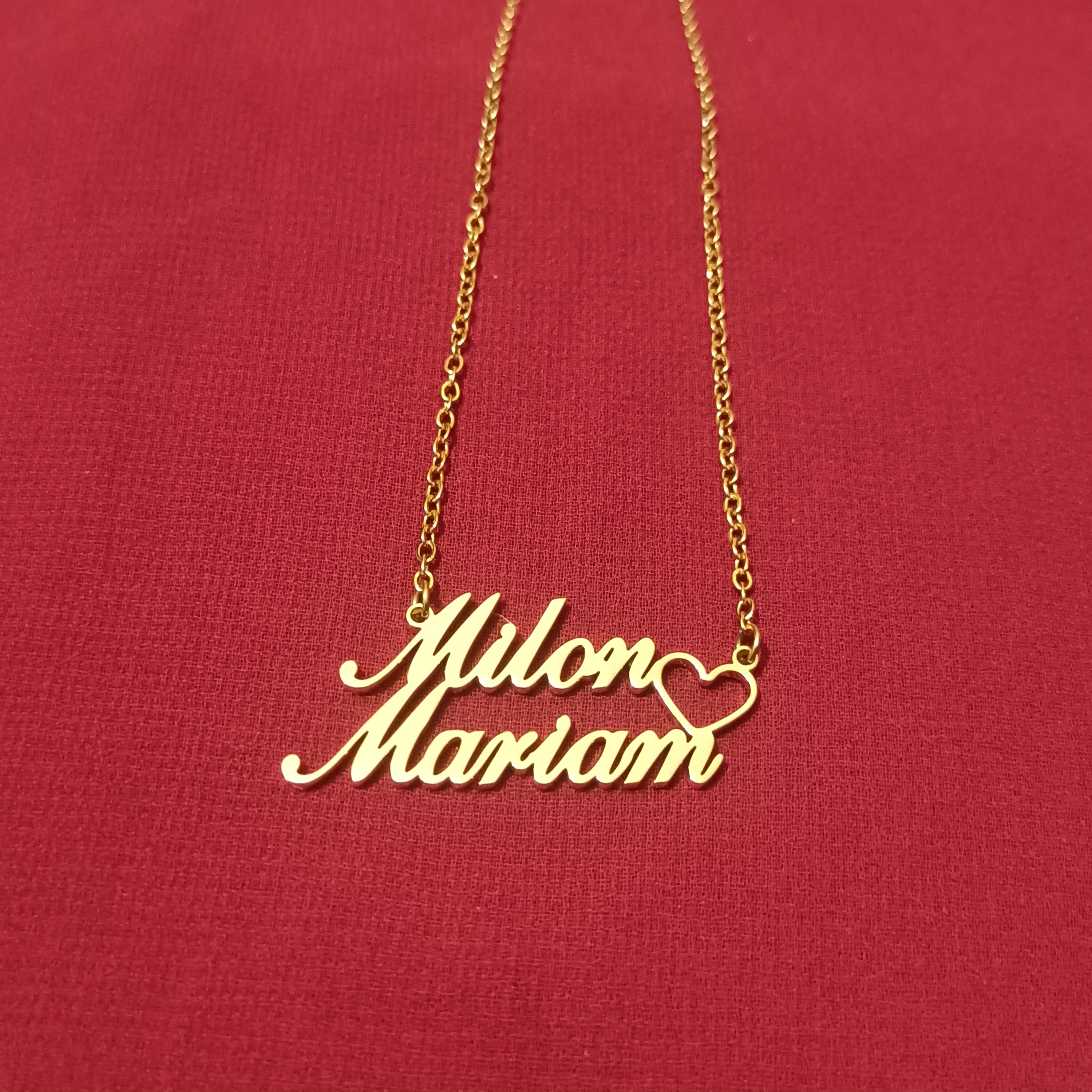 Nababali Gold " Milon Mariam " Style Name Necklace Gifts For Her