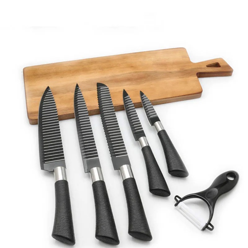 6Pcs Set Kitchen Knives Set Stainless Steel Sharp Non Slip Handle Household Kitchen Stria Non-Stick Knife Kitchen Tools